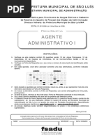 Fundacao Sousandrade 2008 Prefeitura de Sao Luis Ma Agente Administrativo Prova