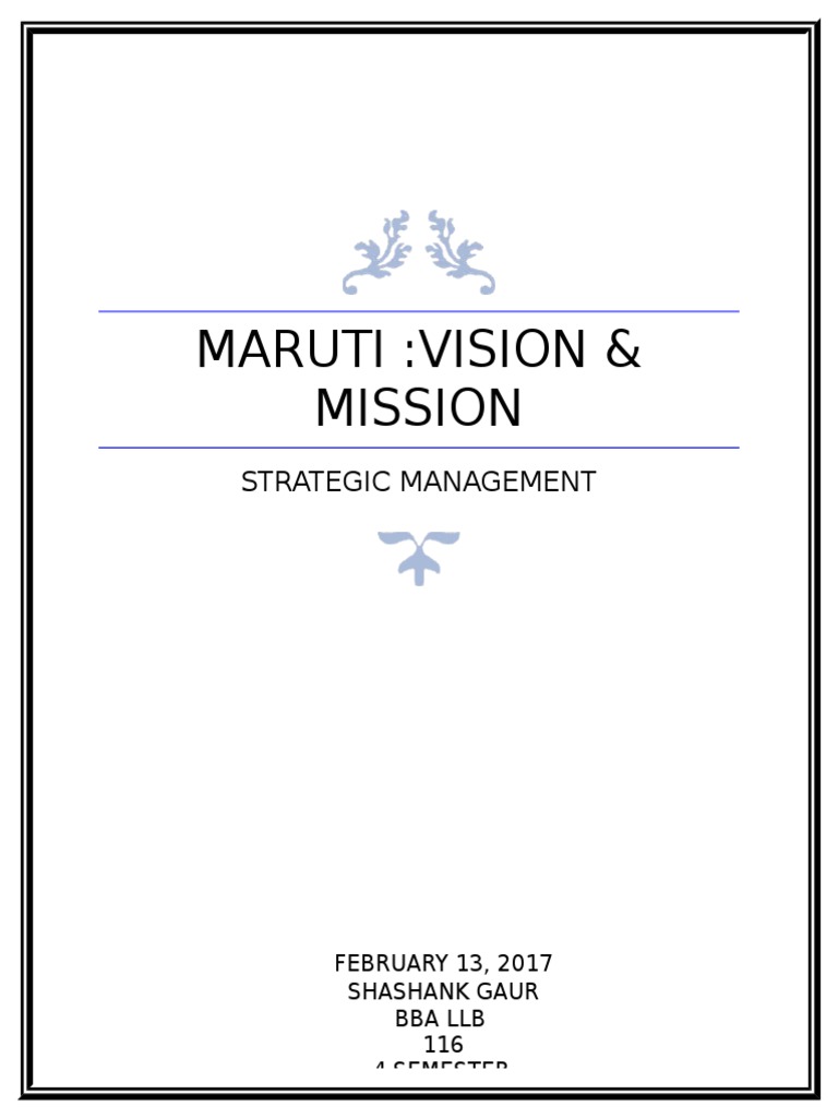 MARUTI Vision and Mission | PDF | Car | Automobiles
