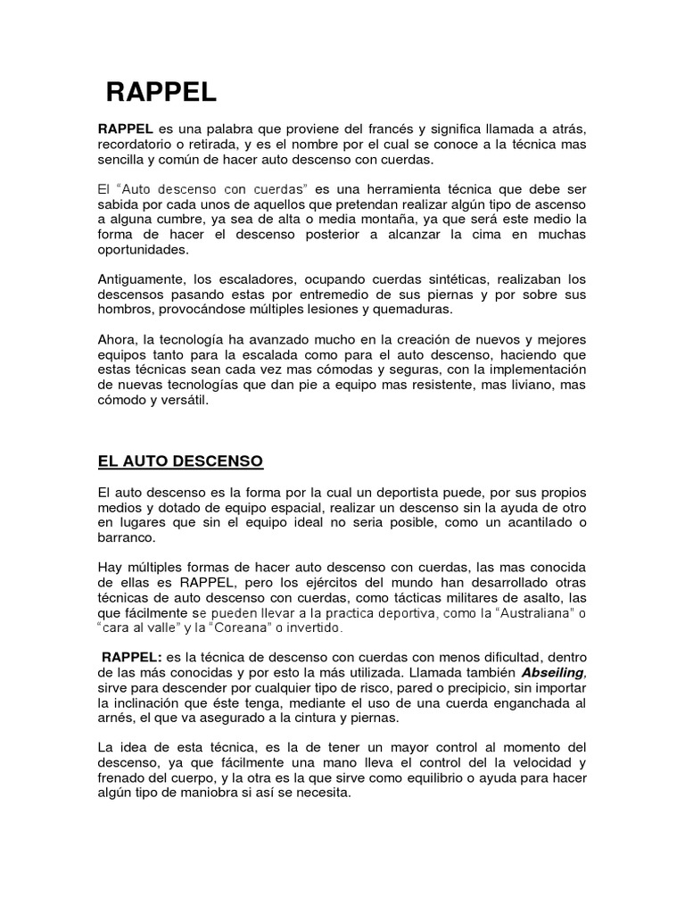 Guía de Técnicas de Rappel | PDF | Hogar, jardinería y bricolaje ...
