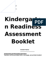 Kindergarte N Readiness Assessment Booklet