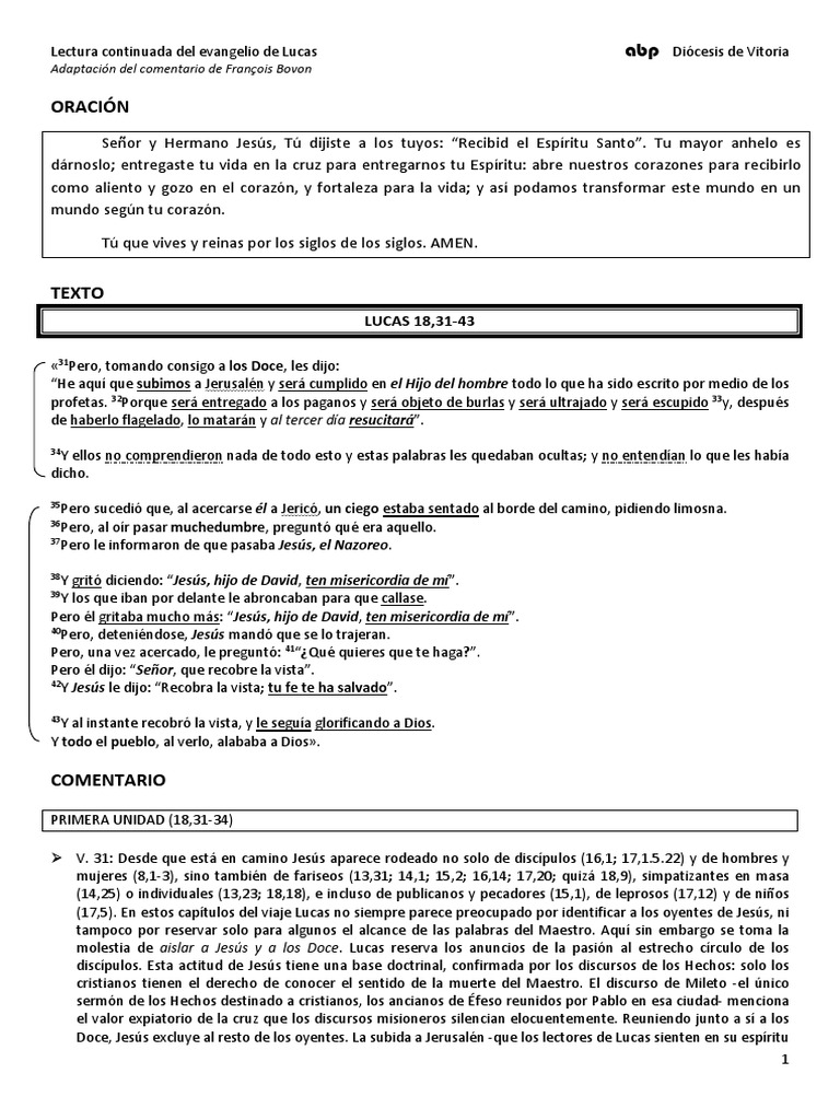 Lucas 18 - 31 43 | PDF | Evangelio De Lucas | La resurrección de Jesús