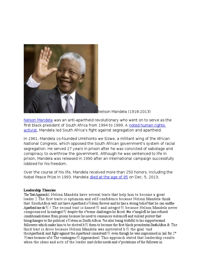Exposé Sur Nelson Mandela En Français Pdf