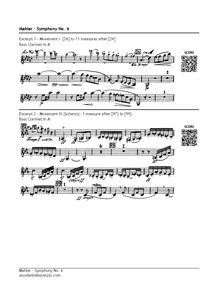 Lexcerpts Mahler Symphony No. 6 Bass Excerpts PDF