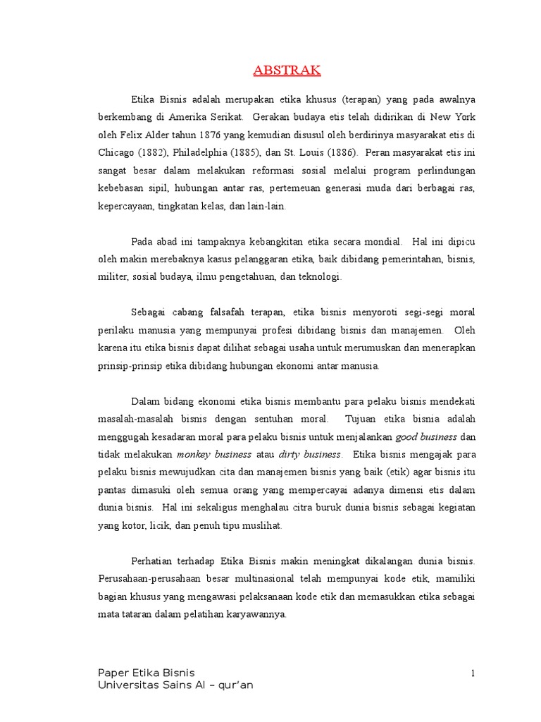 Contoh Soal Etika Bisnis Mudah