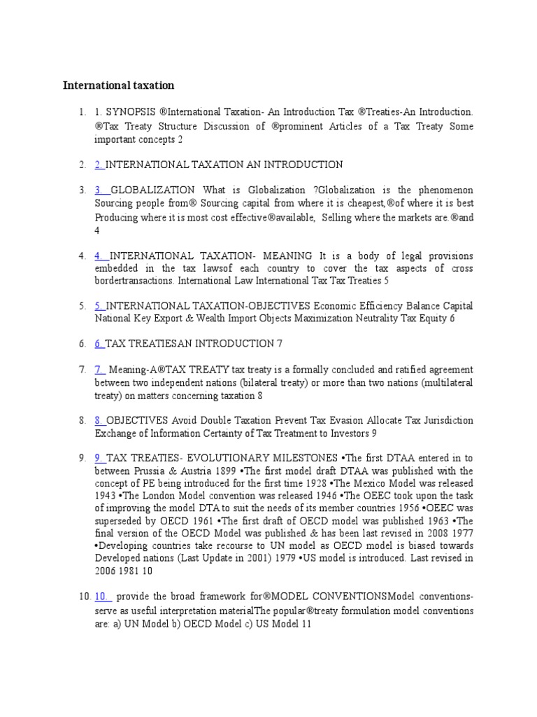 International Taxation | PDF | Double Taxation | Tax Treaty