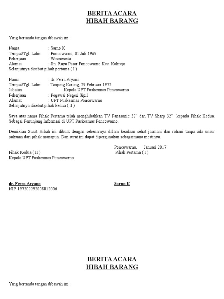Contoh Surat Hibah Alat Kesehatan WENRICHARDSON