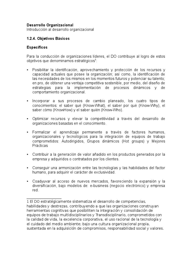 Objetivos del Desarrollo Organizacional | PDF | Desarrollo ...