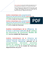 Análisis Metodológico de La Aplicación de Los 60 Modelos de Espesores en El Componete Mecánico de Pavimentos Flexibles en La Ciudad de Huancayo