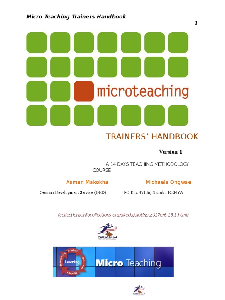 Micro Teaching Trainers Handbook | PDF | Motivation | Motivational