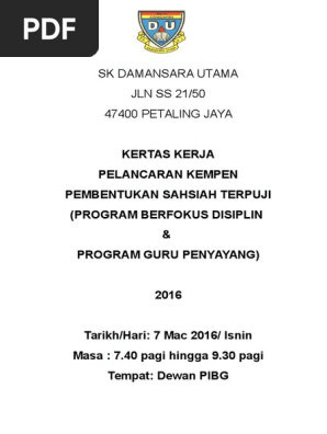 Kertas Kerja Kempen Sahsiah Terpuji Pdf