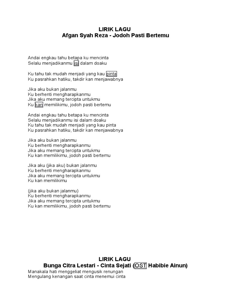 Lirik Lagu Pdf Struktur Lagu Hiburan Umum