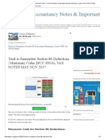 Chartered Accountancy Notes & Important Topics - Trick To Remember Section 80 Deductions Mnemonic Codes For CA IPCC - FINAL