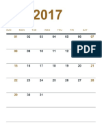 January 2017 Calendar