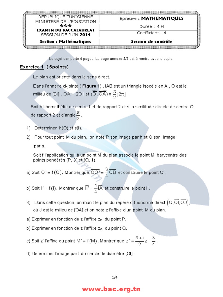 Corrigé Devoir Math Bac 2014 | PDF | Ellipse | Courbe