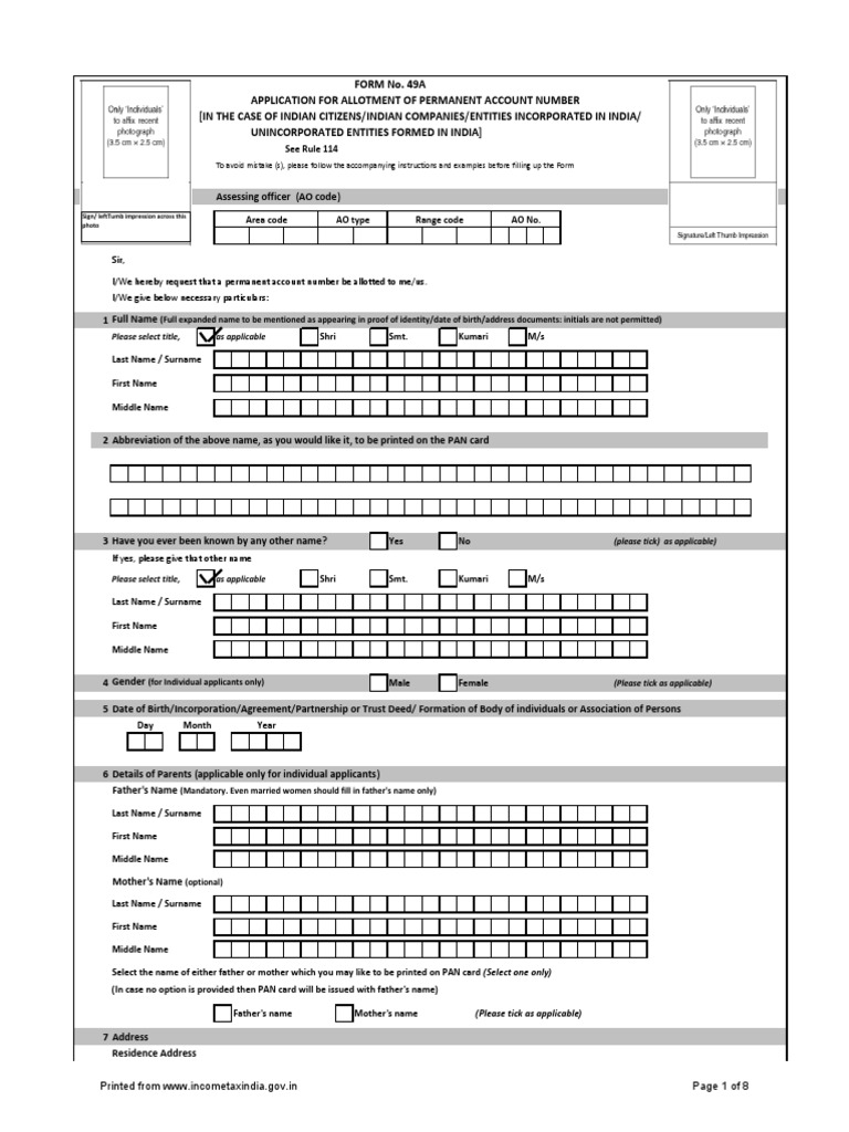 Pan Card Application | PDF | Identity Document | Government