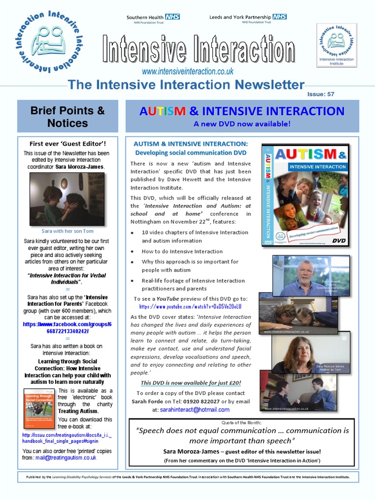 Intensive Interaction for Verbal Individuals | PDF | Autism | Language ...