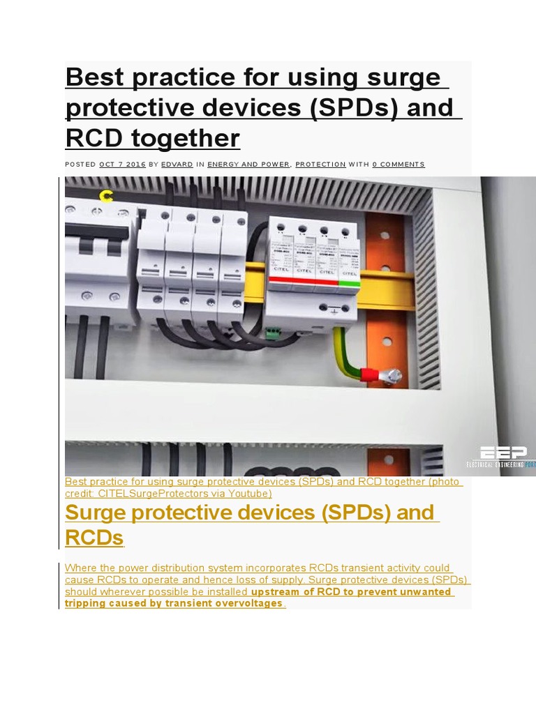 Best Practice For Using Surge Protective Devices | PDF | Electronics ...