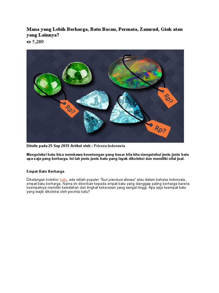 Mana Yang Lebih Berharga Batu Bacan, Permata, Zamrud, Giok | PDF, image size:768x1024