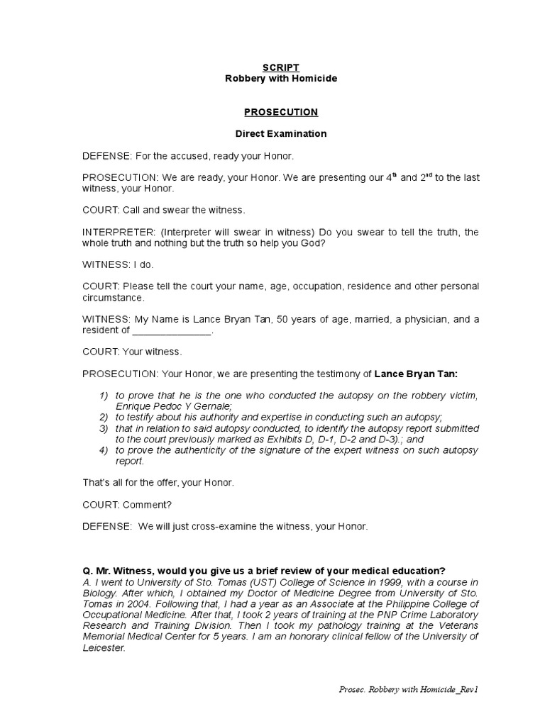 Direct Examination of Forensic Expert | PDF
