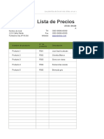 Lista de Precios en Excel