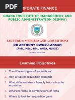 Lecture 9 - Mergers and Acquisitions (1)