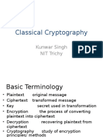 Classical Cryptography: Kunwar Singh NIT Trichy