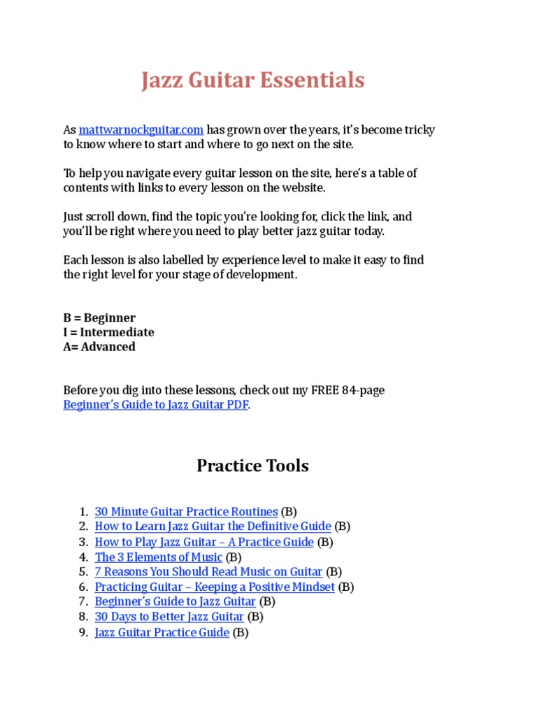 Jazz Guitar Essentials PDF Chord (Music) Scale (Music)