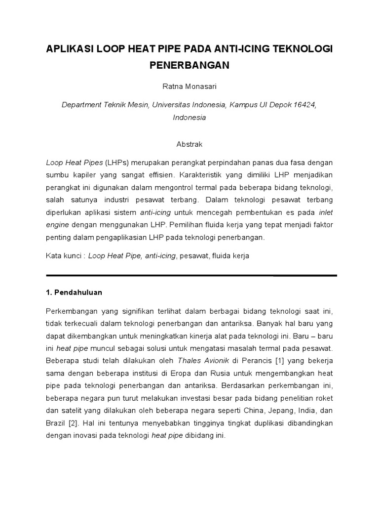 Aplikasi Loop Heat Pipe untuk Anti-Icing Pesawat | PDF