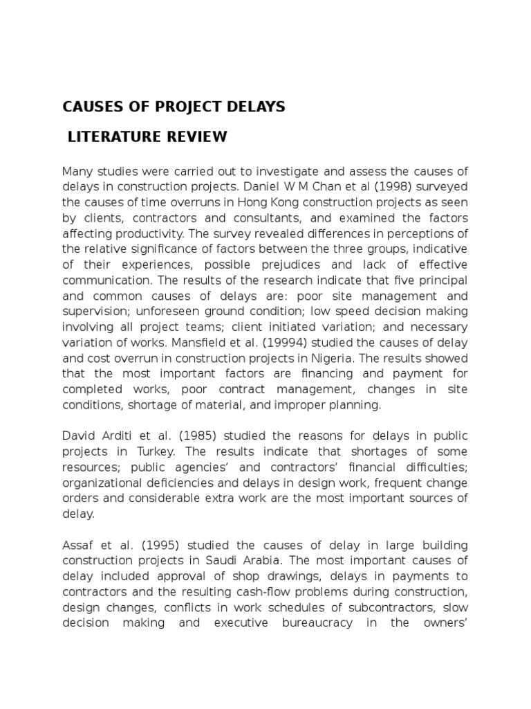 Causes of Construction Project Delays | PDF | Survey Methodology ...