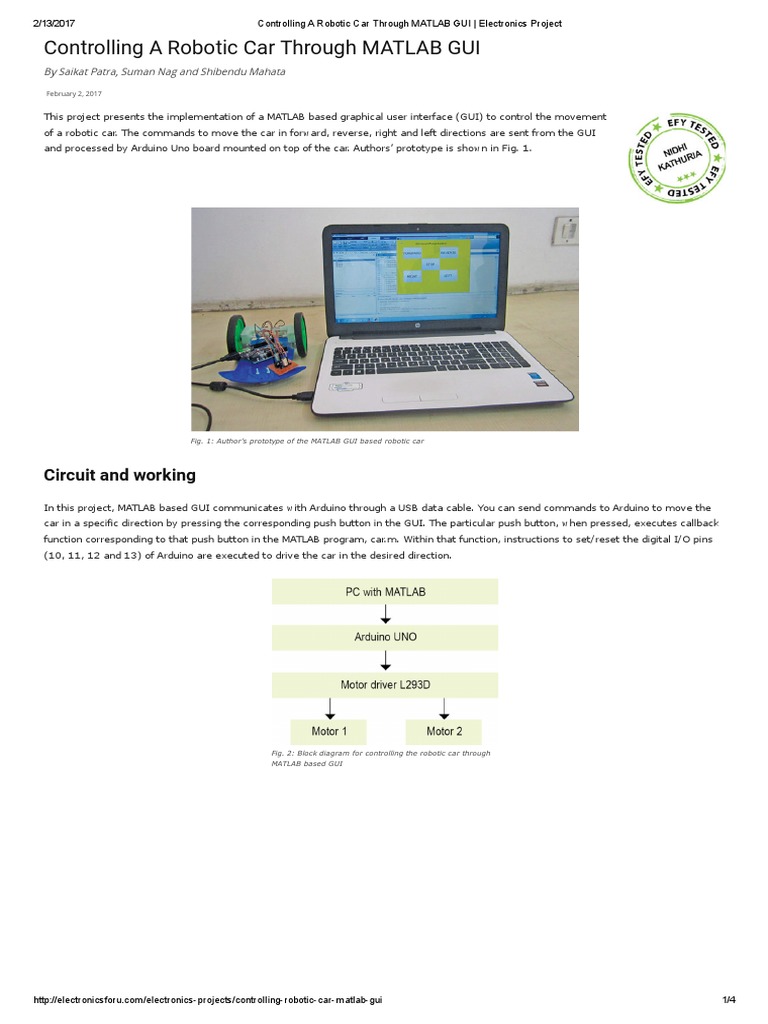 Controlling A Robotic Car Through MATLAB GUI - Electronics Project ...