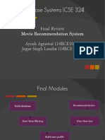 Database Systems CSE 324 Final Review Movie Recommendation System