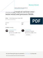 Modelling Tropycal Cyclone Over Water Wind and Pressure Fields