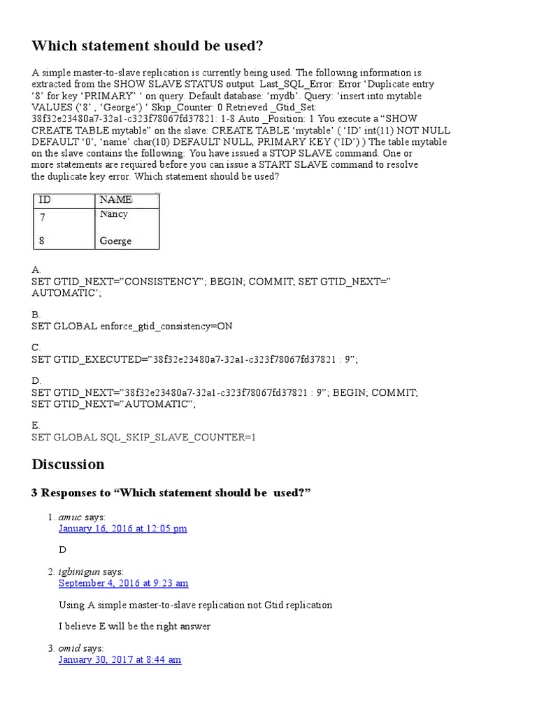 MySQL Replication Error Solutions | PDF | Database Index | Sql