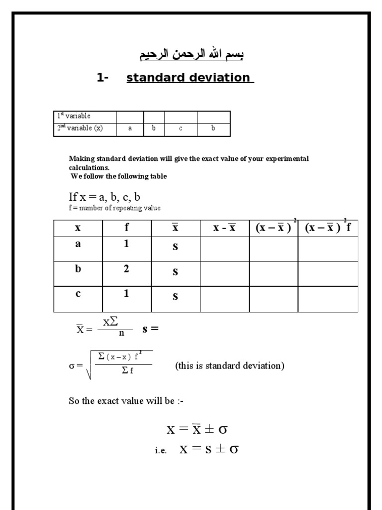 Standard Deviation and Fitting Guide | PDF