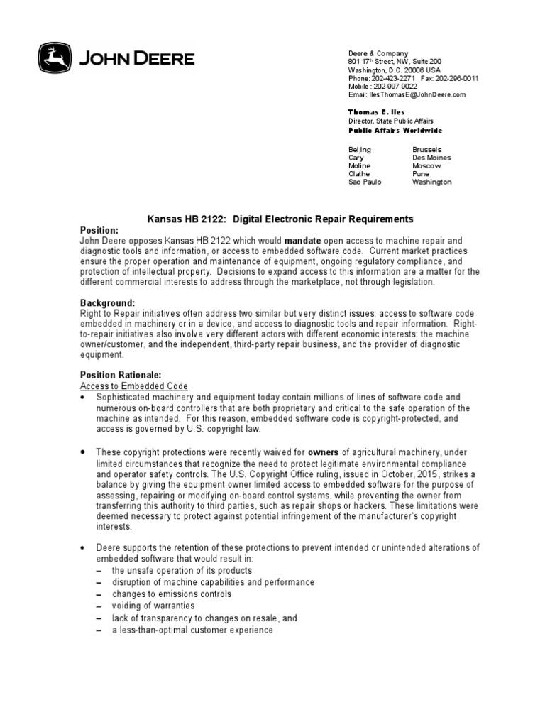 John Deere Letter | Embedded System | Computers