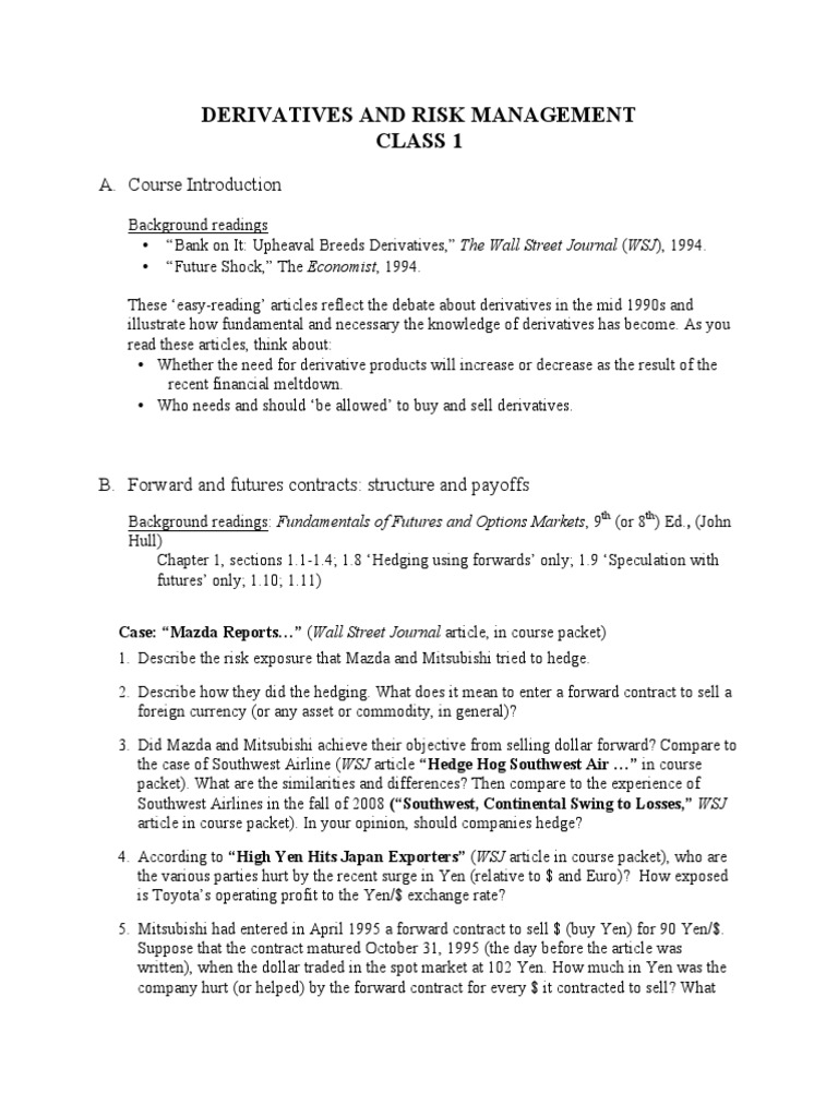 Derivatives Risk Management Overview | PDF | Japanese Yen | Derivative ...