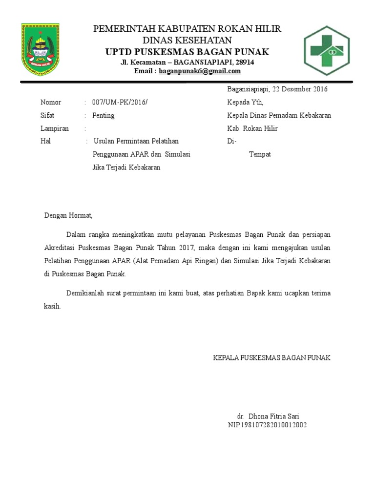 Permohonan Pelatihan kebakaran