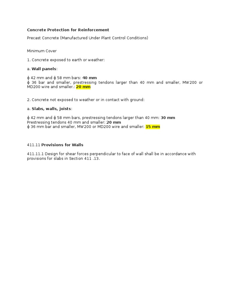 Concrete Protection For Reinforcement | PDF