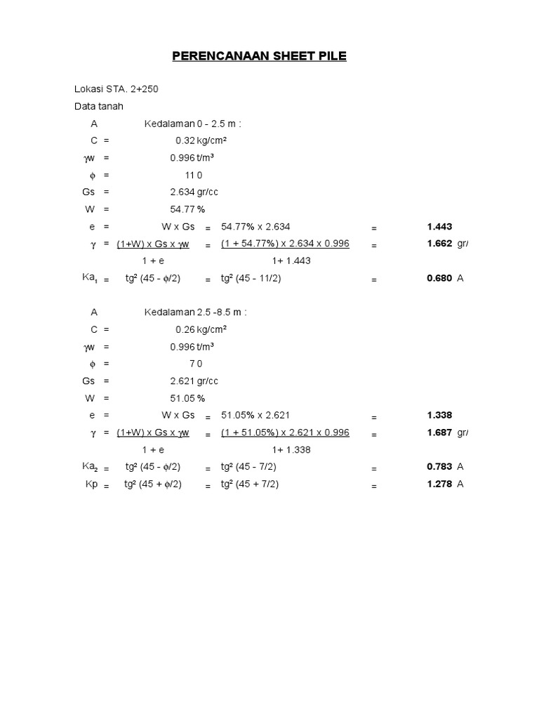 Perhitungan Sheet Pile | PDF