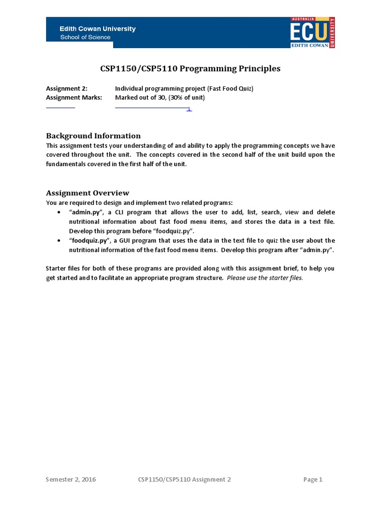 CSP11505110 Assignment 2 162 | PDF | Parameter (Computer Programming ...