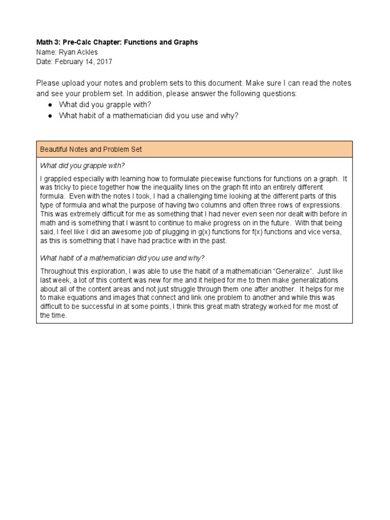 Math3pre Calcchapterfunctionsandgraphs | PDF | Teaching Methods & Materials