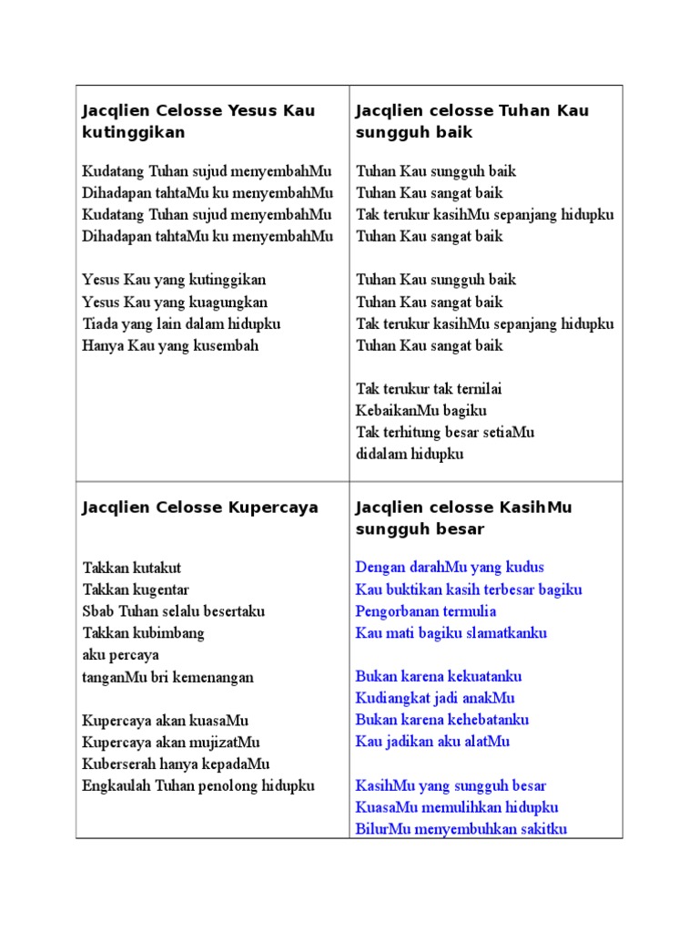 kasihmu sungguh besar jacqlien celosse
