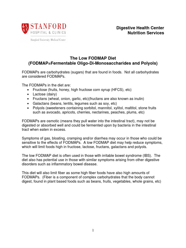 Stanford university low fodmap diet handout pdf pdf foods food