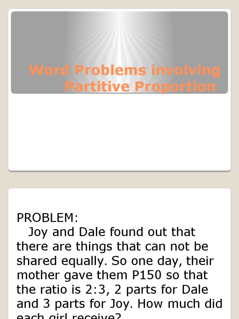 Word Problems Involving Partitive Proportion