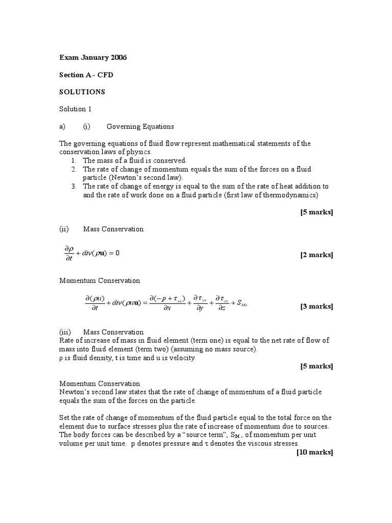 Solutions CFD January 2006 | PDF | Momentum | Computational Fluid Dynamics