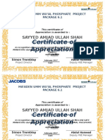 Certificate of Appreciation: Sayyed Amjad Ullah Shah