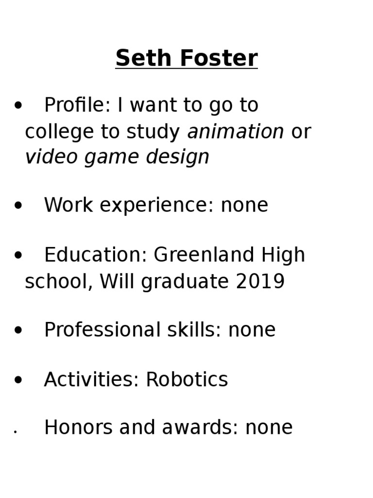 Aspiring Animation/Game Designer | PDF