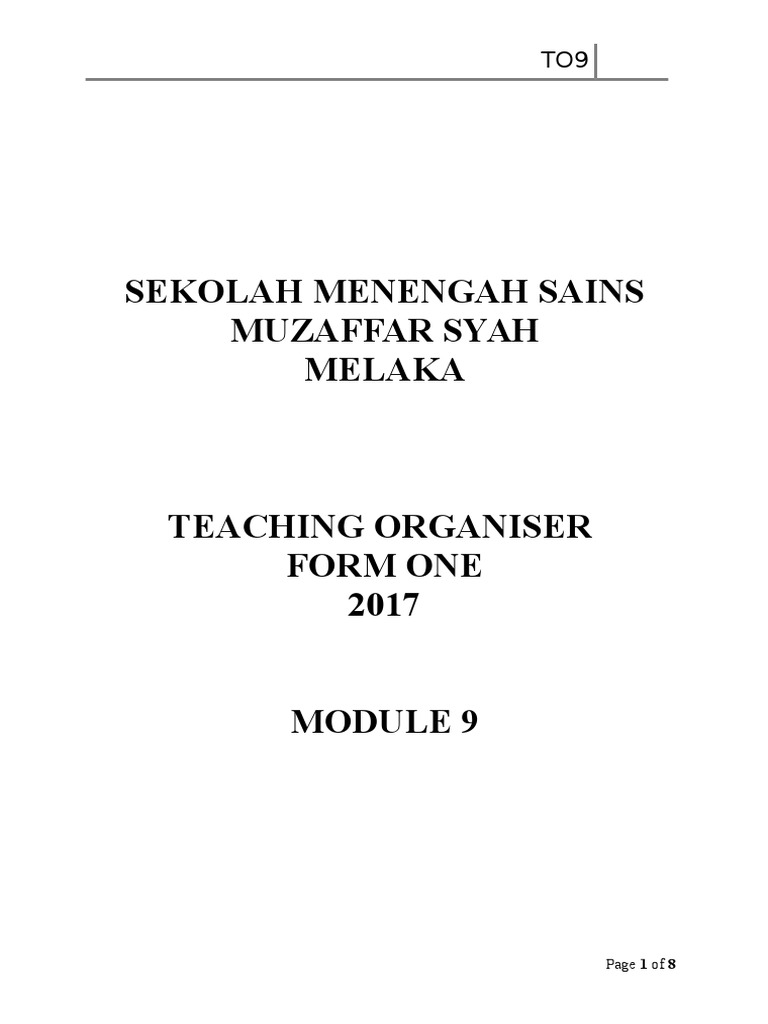 Form One English Teaching Module 9 | PDF | Reading Comprehension ...