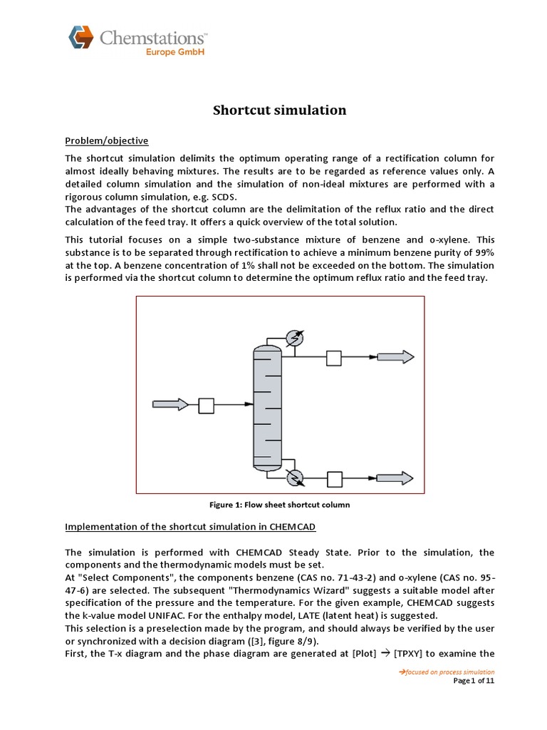 CSE-T-Shortcut Simulation EN PDF | PDF | Distillation | Materials Science