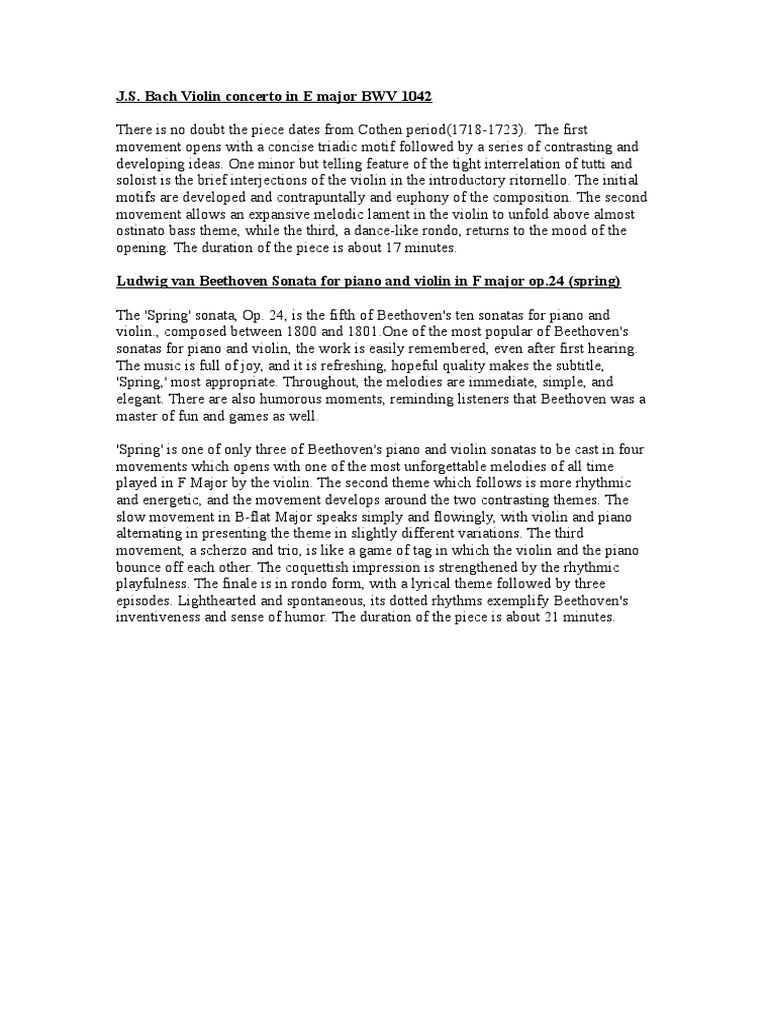 ATCL Violin Programme Notes | PDF